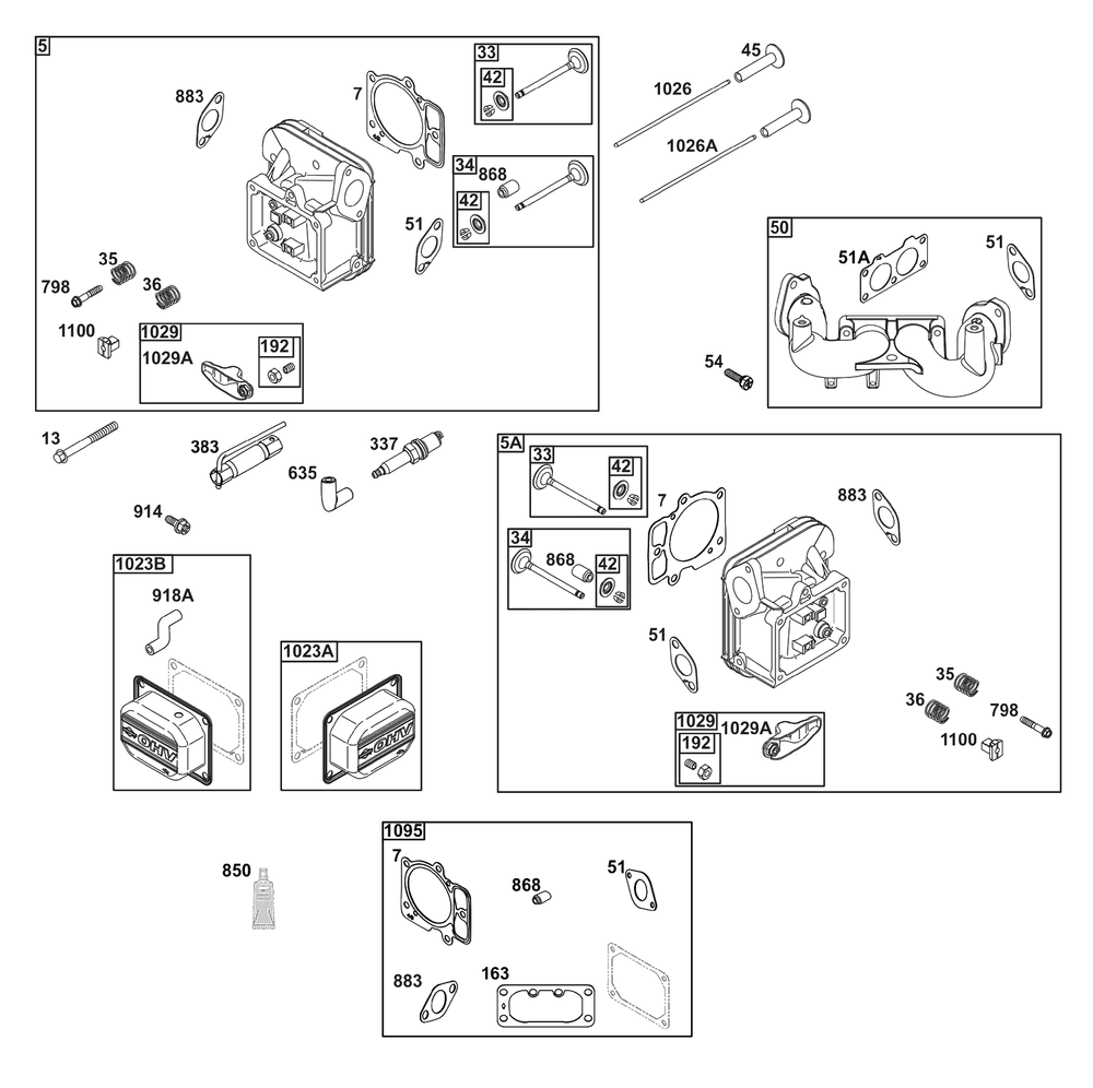Cylinder Head Group Diagram and Parts List for 49T877-0055-Z1  Briggs and Stratton Engine